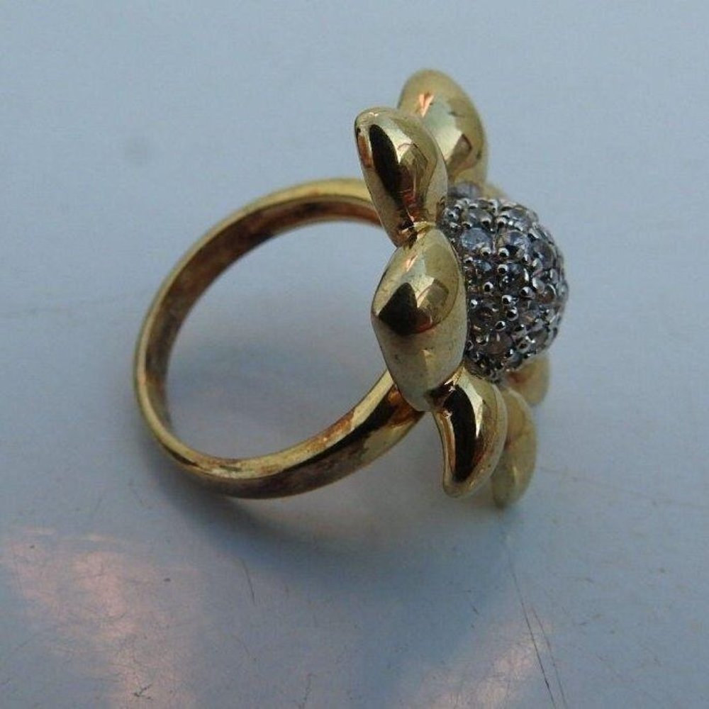 Stylish Women's Flower Statement Ring, Vermeil Si… - image 8